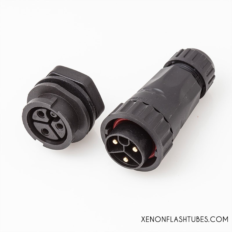 3P Flash head connector, Heavy duty Xenon flash tube lamp connector plug